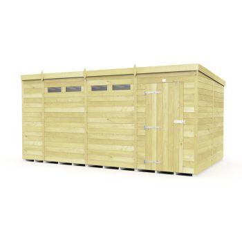 14 x 8 Feet Pent Security Shed - Single Door - Wood - L231 x W417 x H201 cm