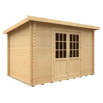 12x8w The Kingsley Plus 44mm Cabin - L355 x W235 x H232.8 cm - Solid Wood/Softwood/Pine - Natural