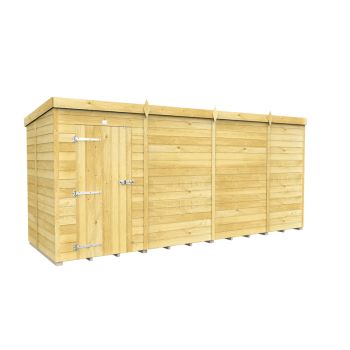 15 x 5 Feet Pent Shed - Single Door Without Windows - Wood - L147 x W454 x H201 cm