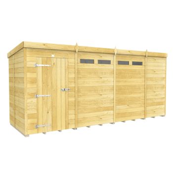 15 x 5 Feet Pent Security Shed - Single Door - Wood - L147 x W454 x H201 cm