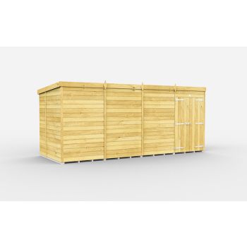 15 x 6 Feet Pent Shed - Double Door Without Windows - Wood - L178 x W454 x H201 cm