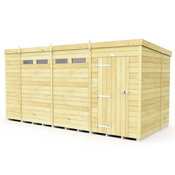 15 x 7 Feet Pent Security Shed - Single Door - Wood - L214 x W454 x H201 cm