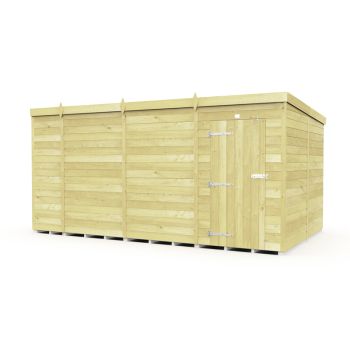 15 x 8 Feet Pent Shed - Single Door Without Windows - Wood - L231 x W454 x H201 cm