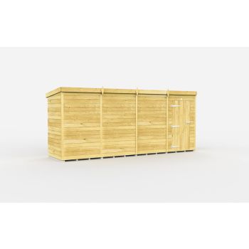 16 x 4 Feet Pent Shed - Single Door Without Windows - Wood - L118 x W474 x H201 cm