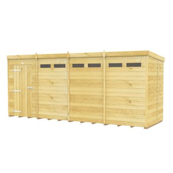 16 x 5 Feet Pent Security Shed - Single Door - Wood - L147 x W474 x H201 cm