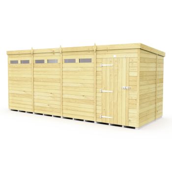 16 x 7 Feet Pent Security Shed - Single Door - Wood - L214 x W474 x H201 cm