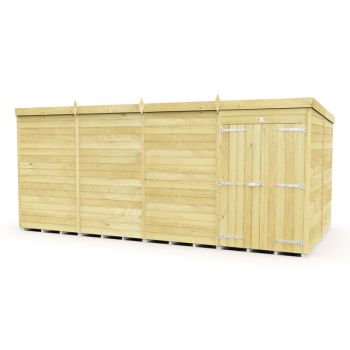 16 x 8 Feet Pent Shed - Double Door Without Windows - Wood - L231 x W474 x H201 cm