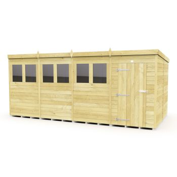 16 x 8 Feet Pent Shed - Single Door With Windows - Wood - L231 x W474 x H201 cm