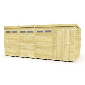 16 x 8 Feet Pent Security Shed - Single Door - Wood - L231 x W474 x H201 cm