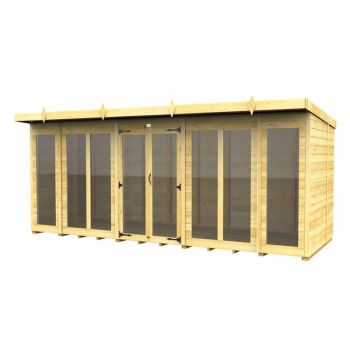 16ft x 8ft Pent Summer House (Full Height Window) - Wood - L231 x W474 x H201 cm