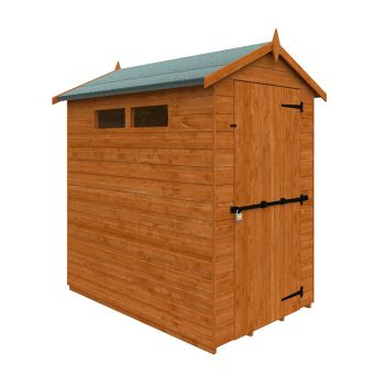 6 x 4 Feet Security Apex 12mm Shed - Solid Wood/Softwood/Pine - L175 x W115 x H203.9 cm - Burnt Orange