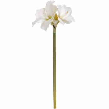 Classic White Amaryllis Artificial Flower (Single Stem) - Plastic - L35 x W35 x H81 cm - Cream/Green