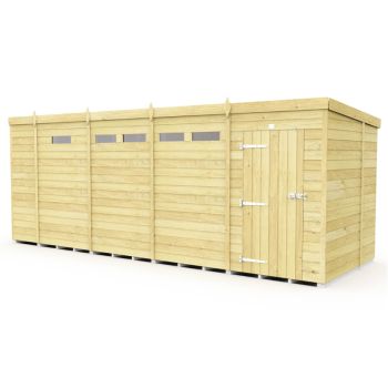 17 x 6 Feet Pent Security Shed - Single Door - Wood - L178 x W492 x H201 cm