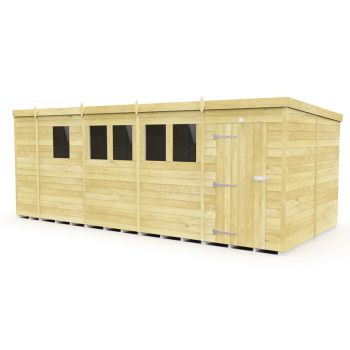 17 x 8 Feet Pent Shed - Single Door With Windows - Wood - L231 x W492 x H201 cm