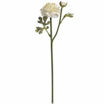 Ranunculus Spray Artificial Flower (Single Stem) - Fabric/Plastic - L8 x W11 x H44 cm - Green