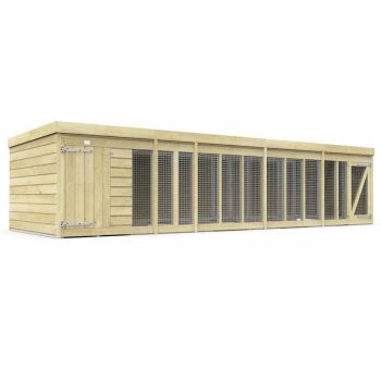 18ft x 6ft Dog Kennel and Run - Wood - L185 x W533 x H127 cm