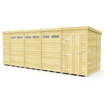18 x 6 Feet Pent Security Shed - Single Door - Wood - L178 x W533 x H201 cm