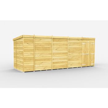 18 x 7 Feet Pent Shed - Double Door Without Windows - Wood - L214 x W533 x H201 cm