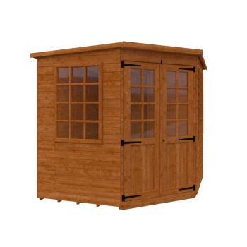 7 x 7 Feet Pentagon Cornerhouse 12mm Shed - Solid Wood/Softwood/Pine - L205 x W205 x H209 cm - Burnt Orange