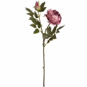 Spray Rose Peony Artificial Flower - Fabric/Plastic - L25 x W13 x H50 cm - Dusty Pink