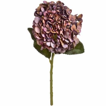 Autumn Coffee Hydrangea Artificial Flower (Single Stem) - Fabric/Plastic - L18 x W18 x H42 cm - Orange/Red