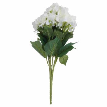 White Hydrangea Bouquet Artificial Flower - Fabric/Plastic - L34 x W34 x H54 cm - Cream