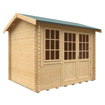 10x8w The Henley Plus 44mm Cabin - L295 x W235 x H262.3 cm - Solid Wood/Softwood/Pine - Natural