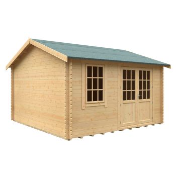 14x14w The Henley Plus 44mm Cabin - L415 x W415 x H293.2 cm - Solid Wood/Softwood/Pine - Natural