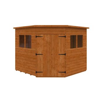 8 x 8 Feet Corner Shed 12mm Shed - Solid Wood/Softwood/Pine - L235 x W235 x H209 cm - Burnt Orange