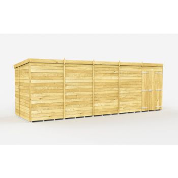 19 x 7 Feet Pent Shed - Double Door Without Windows - Wood - L214 x W560 x H201 cm