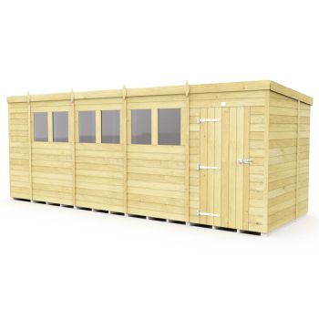 19 x 7 Feet Pent Shed - Single Door With Windows - Wood - L214 x W560 x H201 cm