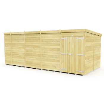 19 x 8 Feet Pent Shed - Double Door Without Windows - Wood - L231 x W560 x H201 cm