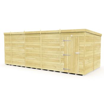 19 x 8 Feet Pent Shed - Single Door Without Windows - Wood - L231 x W560 x H201 cm