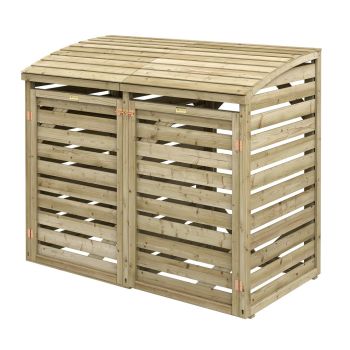 Single Wheelie Bin with Box Store - Wood - L82 x W156 x H130 cm - Natural Timber Finish