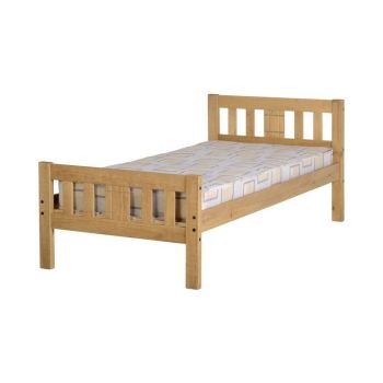 Rio 3 Feet Bed Frame - L198 x W98 x H80 cm - Distressed Waxed Pine