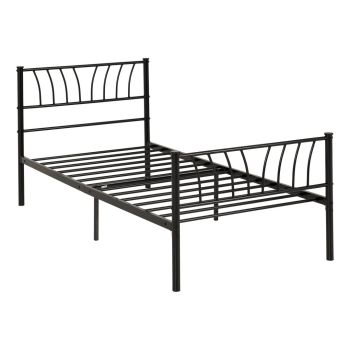 Harlow 3 Feet Bed Frame - Metal - L201 x W96.5 x H88.5 cm - Black