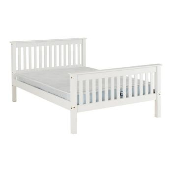 Monaco 4 Feet 6 Inches Bed High Foot End - L204 x W148 x H102.5 cm - White