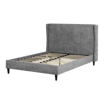 Amelia 4 Feet 6 Inches Bed Frame - L211 x W160.5 x H115 cm - Dark Grey Fabric