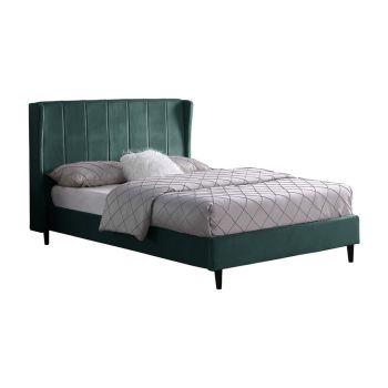 Amelia 4 Feet 6 Inches Bed Frame - L211 x W160.5 x H115 cm - Green Velvet Fabric