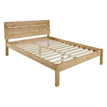Ronan 4 Feet 6 Inches Bed Frame - L201 x W150 x H98 cm - Waxed Pine