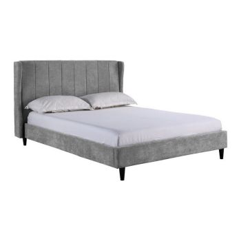 Amelia 5 Feet Bed Frame - L211 x W176 x H115 cm - Dark Grey Fabric
