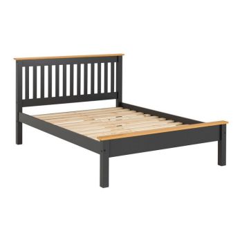 Monaco 5 Feet Bed Low Foot End - L213 x W163 x H102.5 cm - Grey/Oak Effect