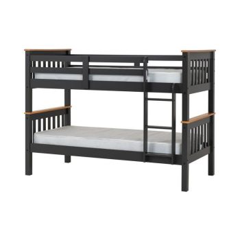 Neptune 3 Feet Bunk Bed - L104 x W204.5 x H151 cm - Grey/Oak Effect
