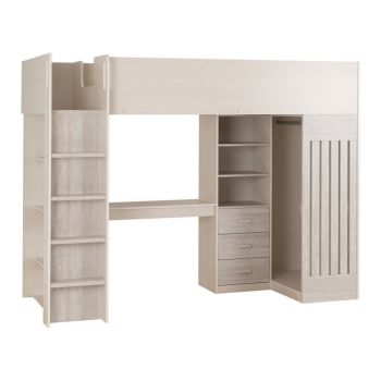 Jupiter High Sleeper Bed - L108.5 x W235 x H180.5 cm - White/Grey