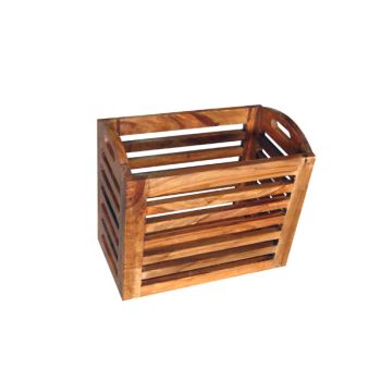 Jaipur Small Basket - Sheesham Wood - L25 x W41 x H35 cm - Honey Dark Finish
