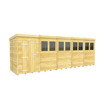 20 x 4 Feet Pent Shed - Single Door With Windows - Wood - L118 x W589 x H201 cm