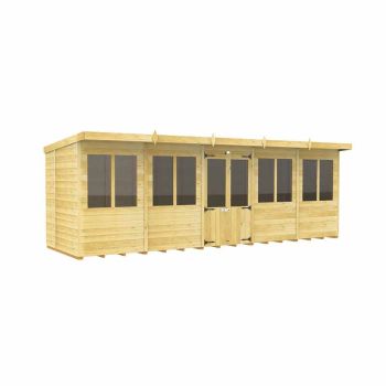 20ft x 5ft Pent Summer House - Wood - L147 x W589 x H201 cm