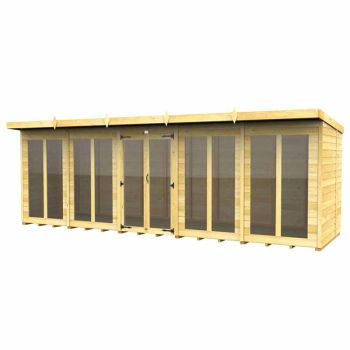 20ft x 7ft Pent Summer House (Full Height Window) - Wood - L214 x W589 x H201 cm