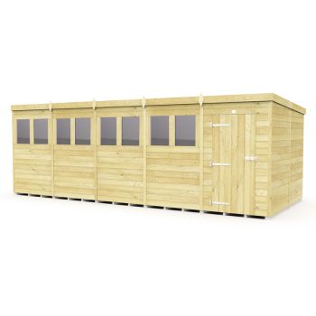 20 x 8 Feet Pent Shed - Single Door With Windows - Wood - L231 x W589 x H201 cm