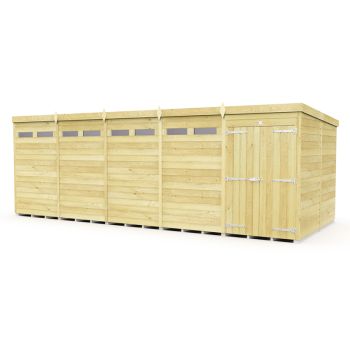 20 x 8 Feet Pent Security Shed - Double Door - Wood - L231 x W589 x H201 cm